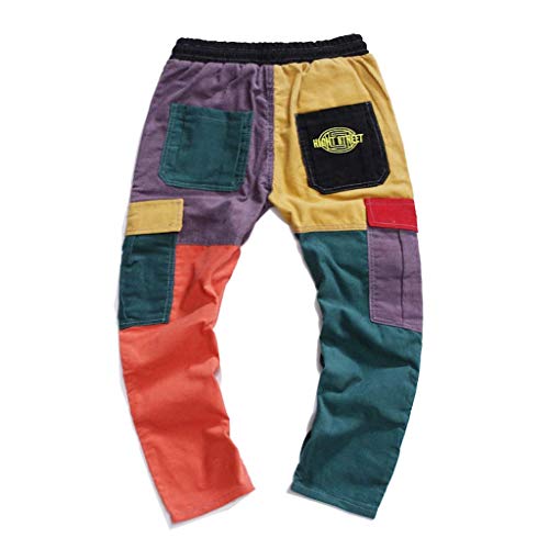 Hip Hop Old School Casual Jeans Hombre Modernas Pantalones para Pantalones De Fitness Trabajo Contraste De Color Empalme De La Vendimia Hombre Pantalones Deportivos Pantalones De Carga Pantalones