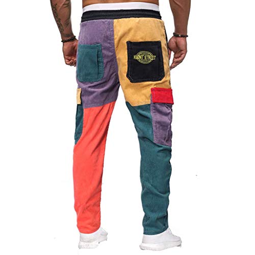Hip Hop Old School Casual Jeans Hombre Modernas Pantalones para Pantalones De Fitness Trabajo Contraste De Color Empalme De La Vendimia Hombre Pantalones Deportivos Pantalones De Carga Pantalones