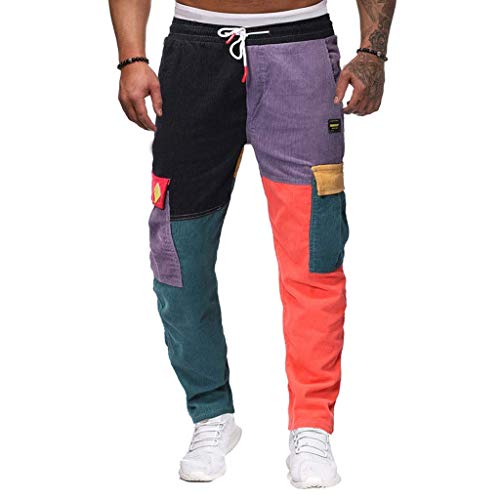 Hip Hop Old School Casual Jeans Hombre Modernas Pantalones para Pantalones De Fitness Trabajo Contraste De Color Empalme De La Vendimia Hombre Pantalones Deportivos Pantalones De Carga Pantalones