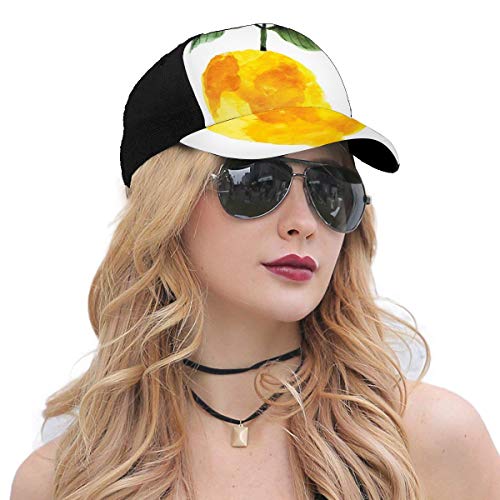 Hip Hop Sun Hat Baseball Cap,Hand Drawn Lemon Watercolors Summer Organic Food Natural Product,For Men&Women