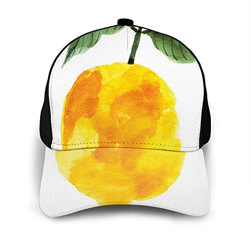 Hip Hop Sun Hat Baseball Cap,Hand Drawn Lemon Watercolors Summer Organic Food Natural Product,For Men&Women