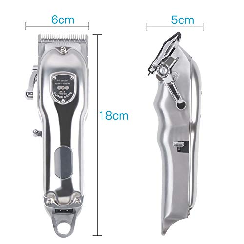 Hiveseen Cortapelos Hombre Profesional, Máquinas Cortapelo Inalámbrica, Recortador de Barba Eléctrico, Cortar Pelos Cortadora Barba USB Recargable con Pantalla LED para Barbero y Hombres(Plata)