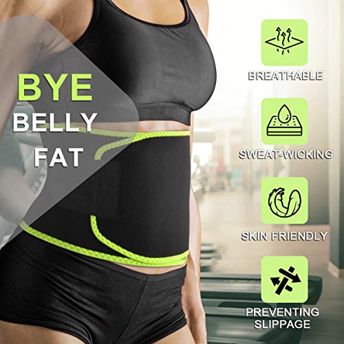 Hivexagon Cinturón de Cintura Ajustable Faja Reductora para Sudar Perder Peso en Hombres y Mujeres Ejercicios de Gimnasia Fitness Apto para Talla de hasta 37.4" (Verde) SP130