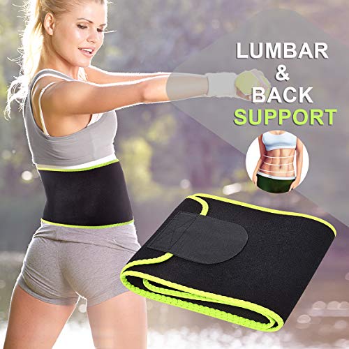 Hivexagon Cinturón de Cintura Ajustable Faja Reductora para Sudar Perder Peso en Hombres y Mujeres Ejercicios de Gimnasia Fitness Apto para Talla de hasta 37.4" (Verde) SP130