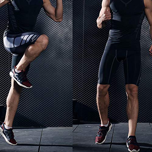 Hivexagon Pantalones Cortos de Compresión de Media Pierna para Deportes, Correr y Entrenamiento de Gimnasio SM008GYM