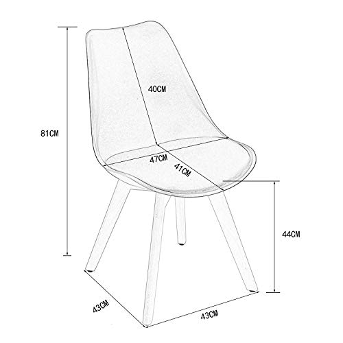 H.J WeDoo Pack de 4 Silla de Comedor Silla escandinava, Pata Madera de Haya y Asiento Acolchado, Estilo nórdico - Blanco