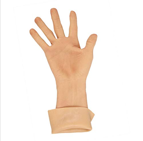 HJG Guantes de la Mano de Silicona Falsos Ancianos para Travesti Transexual Cubiertas de Scar Adultos, Traje de Camuflaje Fotografía Cubiertas de la Cicatriz,Blanco