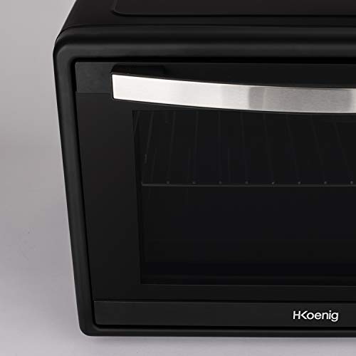 H.Koenig FO45 Horno Electrico Sobremesa, Horno Encimera, Capacidad de 45 Litros, 2000 W, Temperatura hasta 230ºC, Tiempo hasta 60 Mins, Termostato, Acero Inoxidable, Negro