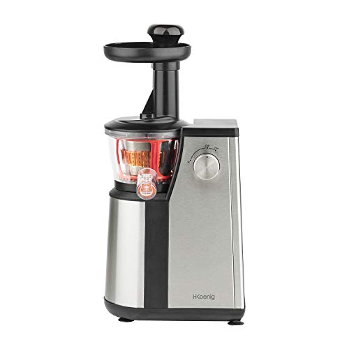H.Koenig GSX 12 Licuadora para Frutas y Verduras de Prensado en Frío, Extractor de Jugos, 1 Litro, 60 RPM, 400 W, Libre de BPA, Acero Inoxidable, Gris GSX12