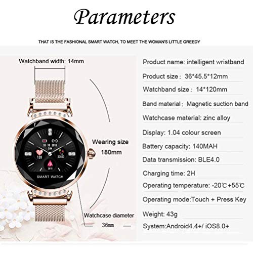 H/L Smartwatch, Fisiológica Notificación Deportes IP67 A Prueba De Agua Reloj Inteligente De Moda Femenina Puede Predecir De Forma Inteligente La Fisiológica Periodo Y del Día De La Ovulación,Plata