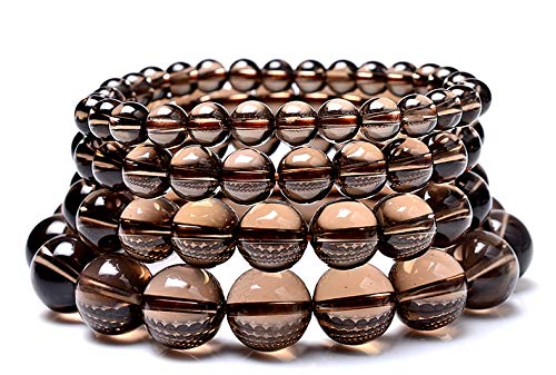 HMKLN Natural Smoky Crystal Beaded Strand Pulsera Hombres Mujeres Parejas Pulseras Moda Energía Estiramiento Hecho A Mano Yoga