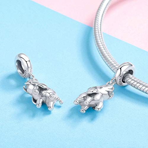 HMMJ Encantos S925 Plata del Grano de la Mujer Feliz del Elefante del bebé DIY Accesorios compatibles con Pandora y Pulseras Europeas Collares