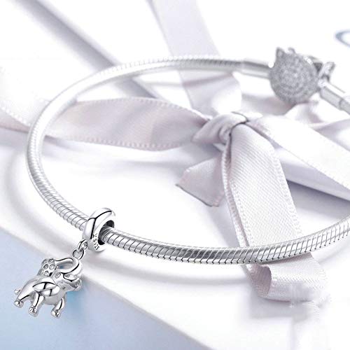 HMMJ Encantos S925 Plata del Grano de la Mujer Feliz del Elefante del bebé DIY Accesorios compatibles con Pandora y Pulseras Europeas Collares