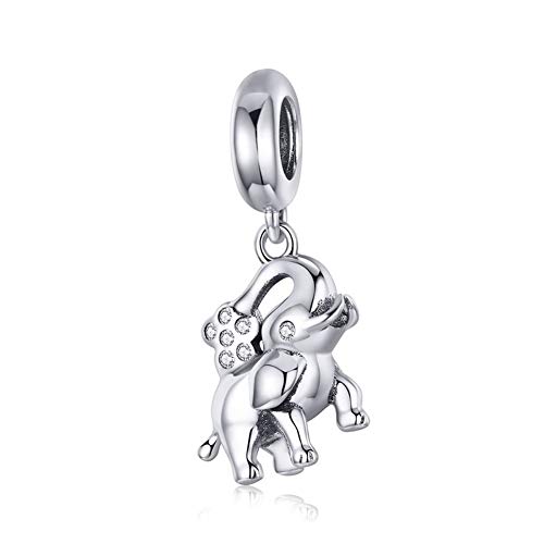HMMJ Encantos S925 Plata del Grano de la Mujer Feliz del Elefante del bebé DIY Accesorios compatibles con Pandora y Pulseras Europeas Collares