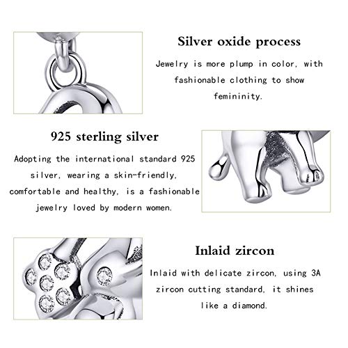 HMMJ Encantos S925 Plata del Grano de la Mujer Feliz del Elefante del bebé DIY Accesorios compatibles con Pandora y Pulseras Europeas Collares