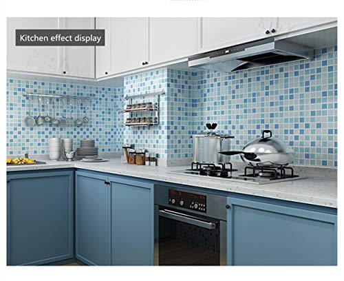 Hode Mosaico Vinilo Decorativos Adhesivo para Azulejos Cocina 40X300cm Impermeable Papel Pintado Autoadhesivo Baño Azul