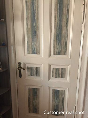 Hode Papel Adhesivo para Muebles Madera Azul Papel Autoadhesivo desprendible desprendible Decorativo para Paredes Papel Pintado 60X300cm