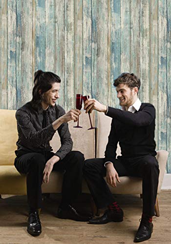 Hode Papel Adhesivo para Muebles Madera Azul Papel Autoadhesivo desprendible desprendible Decorativo para Paredes Papel Pintado 60X300cm