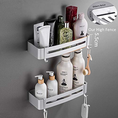 Hodzeed Sin Necesidad de Taladrar Estante Ducha, Estantes de Baño de Aluminio Espacial Perforado Entramado de Baño Muebles de Baño
