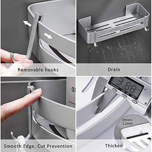 Hodzeed Sin Necesidad de Taladrar Estante Ducha, Estantes de Baño de Aluminio Espacial Perforado Entramado de Baño Muebles de Baño