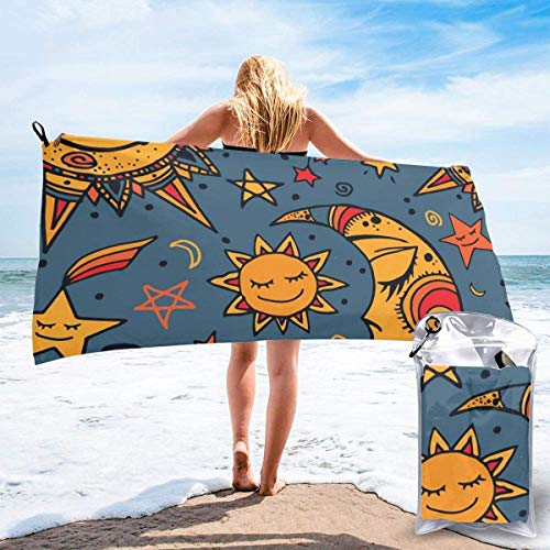 Hogar y cocina Baño Textiles de baño Toallas Toallas de playa Quick Dry Beach Towel Scenery of Poppy Flower Garden On Valley with Horizon Fairy Clouds at Sunset Paint Microfiber-Sand Free-Lightweight