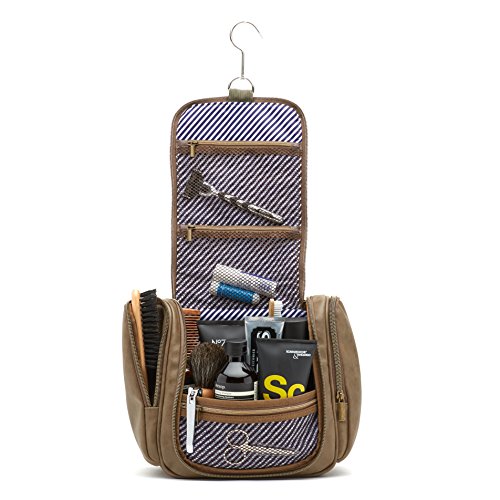 Höher - Bolsa de Baño de Calidad, Gran Capacidad, Gancho para ser Colgado – Artículos de Tocador, Kit de Afeitado, Cosméticos - Regalo para Hombres y Mujeres - Camping, Viajes, Gimnasio (latón negro)