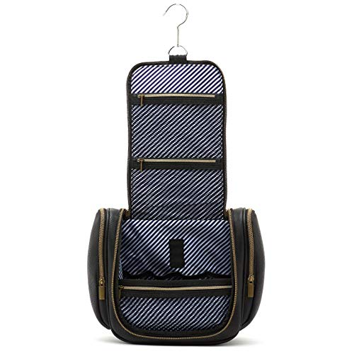 Höher - Bolsa de Baño de Calidad, Gran Capacidad, Gancho para ser Colgado – Artículos de Tocador, Kit de Afeitado, Cosméticos - Regalo para Hombres y Mujeres - Camping, Viajes, Gimnasio (latón negro)