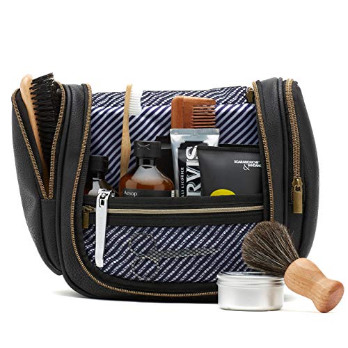 Höher - Bolsa de Baño de Calidad, Gran Capacidad, Gancho para ser Colgado – Artículos de Tocador, Kit de Afeitado, Cosméticos - Regalo para Hombres y Mujeres - Camping, Viajes, Gimnasio (latón negro)