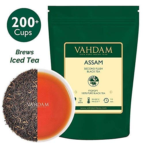 Hoja de Té Negro Assam (+200 Tazas) | FUERTE, MALTEADO E INTENSO | 100% Puro, Sin Mezclas | Té Negro a Granel | Sirve de TÉ FRÍO, Infusión Caliente o Té Kombucha | Té de Hoja Larga FTGFOP1, 454g