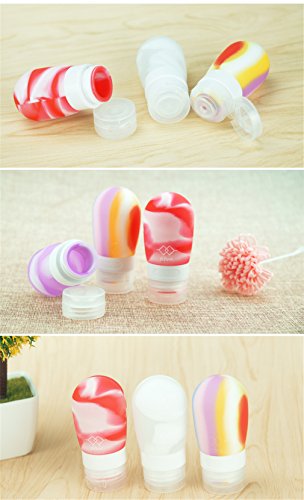 HoJoor Botellas de Viaje de Silicona,FDA Certified 100% BPA Gratis Recipientes rellenables portátiles a Prueba de Fugas para champú,Acondicionador,Loción,artículos de tocador(4 Unidades) -Oso Lindo