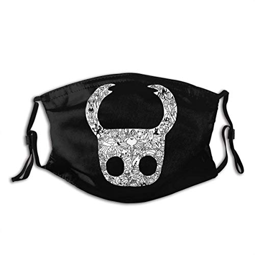 Hollow Knight Cubiertas de Polvo Bufanda de Cara Completa Protector Solar a Prueba de Polvo Bufanda de Turbante Bufanda de Halloween Cubiertas bucales con Dos filtros reemplazables-99P