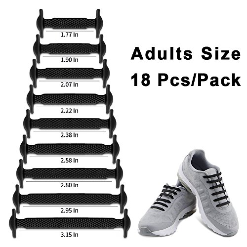 Homar sin corbata Cordones de zapatos para niños y adultos Impermeables cordones de zapatos de atletismo atlética de silicona elástico plano con multicolor de los zapatos del tablero Sneaker boots (Adult Size Black)