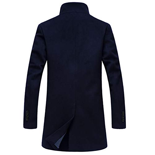 Hombre Invierno Abrigo,JiaMeng Chaqueta para Hombre,Ligero Chaqueta Abajo Cálido Trinchera de Invierno Botón Largo Outwear Abrigo Elegante Abrigos(Armada,XL)