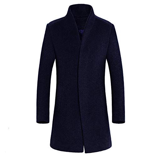 Hombre Invierno Abrigo,JiaMeng Chaqueta para Hombre,Ligero Chaqueta Abajo Cálido Trinchera de Invierno Botón Largo Outwear Abrigo Elegante Abrigos(Armada,XL)