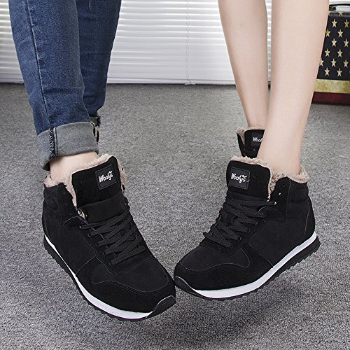 Hombre Mujer Botas de Nieve Invoerno Tobillo Piel Al Aire Libre Zapatillas Altas Negro Azul 35-46 Negro 39