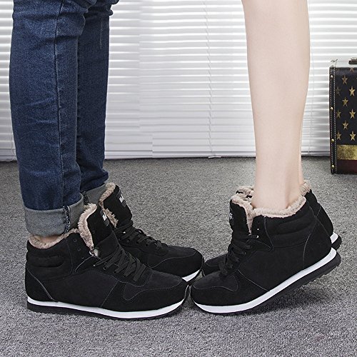 Hombre Mujer Botas de Nieve Invoerno Tobillo Piel Al Aire Libre Zapatillas Altas Negro Azul 35-46 Negro 39