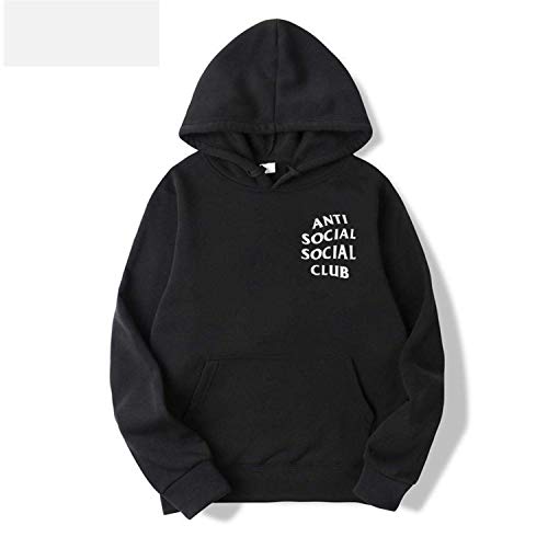 Hombre Mujer Sudaderas con Capucha Invierno Terciopelo Forro Casual Pull-Over Hip Hop Anti Social Social Club Estampada Manga Larga con Bolsillo (A, S)