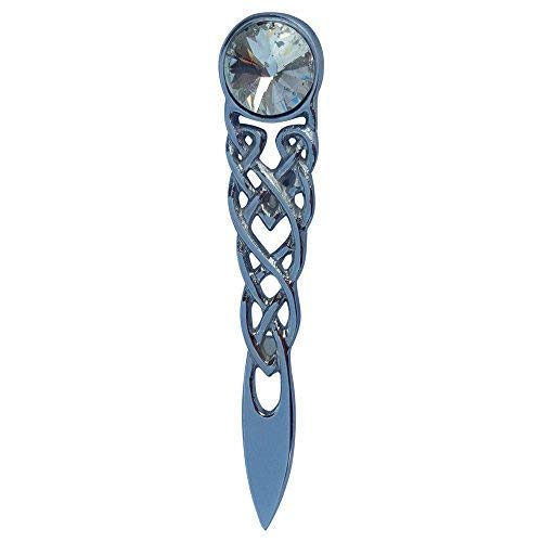 Hombres Kilt Pin Nudo Celta Piedra Blanca Acabado en Cromo 4"/ Kilts Pins Broche Highland