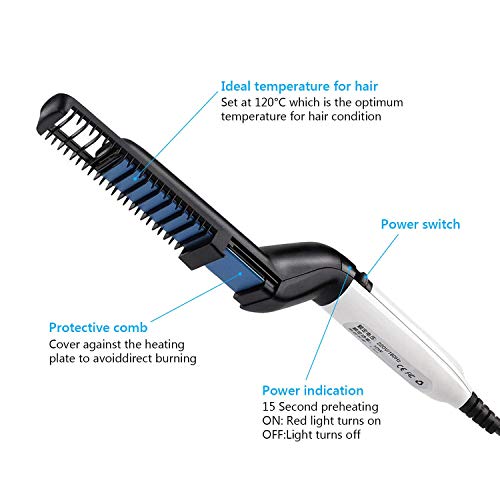 Hombres la Barba rápida enderezadora, Plancha de pelo barba flequillo para Los hombres, Peine alisador barba alisar funciona fijador peinar Rizador de pelo