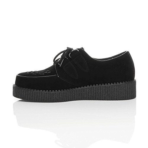 Hombres Plano cuña Plataforma Punk gótico Psychobilly Creepers Zapatos con Cordones número 12 46