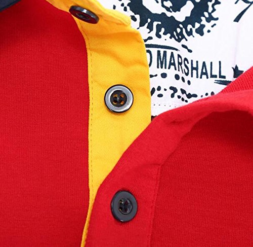 Hombres Primavera Camiseta Manga Larga Golf Logotipo Bordado Camiseta Punto (XL, Rojo)