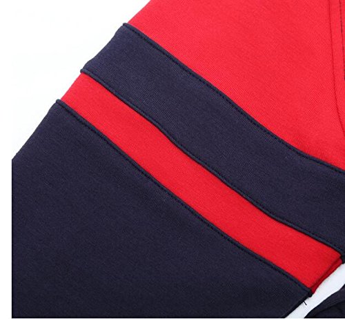 Hombres Primavera Camiseta Manga Larga Golf Logotipo Bordado Camiseta Punto (XL, Rojo)