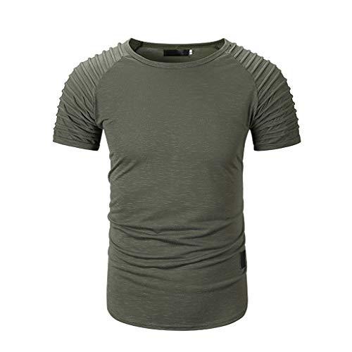 Hombres Verano Pliegues Camiseta Patrón Degradado Tops Moda Casual Solapa Manga Corta Camisa Precio Soltar
