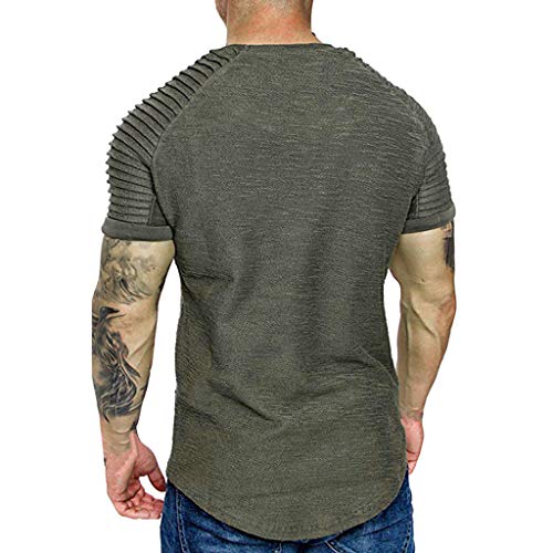 Hombres Verano Pliegues Camiseta Patrón Degradado Tops Moda Casual Solapa Manga Corta Camisa Precio Soltar