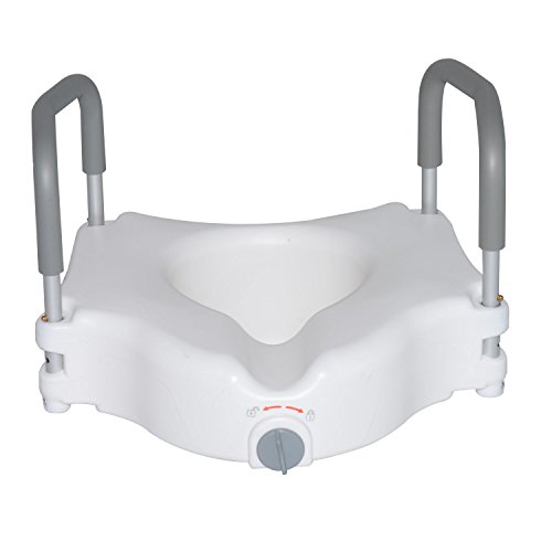 HOMCOM Asiento de Inodoro Elevado con Apoyabrazo Acolchado Extraible 44.3x52x33cm Salud