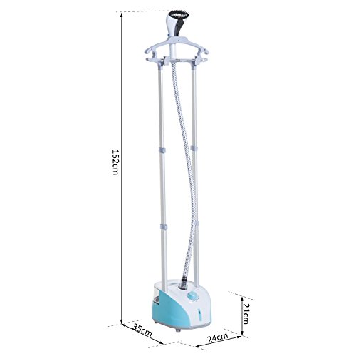 HOMCOM Centro de Planchado Vertical de Doble Barra Tipo Plancha de Vapor 1800W Depósito 2L y Temperatura Ajustable a 11 Niveles