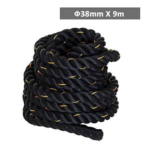 HOMCOM Cuerda de Batalla Battle Rope Formación Battling Power Cuerda Ejercicio Fitness Deporte Crossfit Ф38mm Longitud 9m Poliéster Ultra Resistente