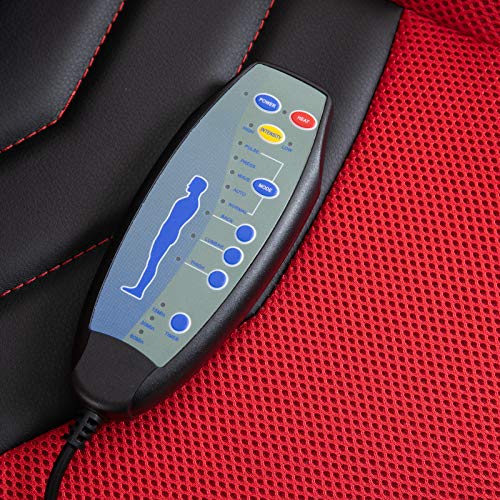 HOMCOM Gaming Silla de Oficina y Giratoria con 6 Puntos de Masaje y Calefacción Tipo Sillón de Escritorio Silla Gamer para PC 68x110x108-117cm (Negro y Rojo)