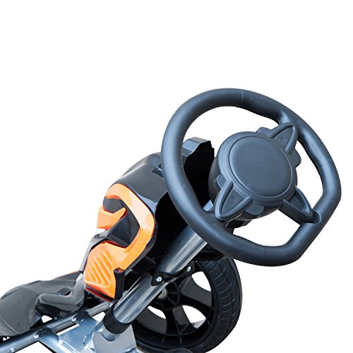 HOMCOM Go Kart Racing Deportivo Coche de Pedales para Niños 3-8 Años con Asiento Ajustable Embrague y Freno Ruedas de Goma 122x60x70cm Negro y Naranja