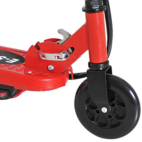 HOMCOM Patinete Eléctrico Niño 7-14 Años E-Scooter Plegable Manillar Ajustable 12km/h Batería Recargable 12V Monopatín 120W Carga 50kg Rojo